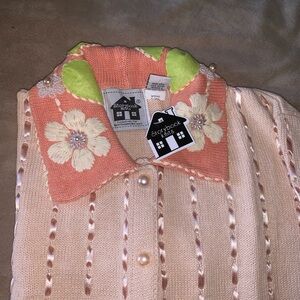 Vintage Storybook Knits Spring floral cardigan.